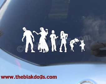 Zombie Stick Figure Family, Custom sticker, Vinyl Sticker, Car Decal, Zombie Family, personalized zombie family