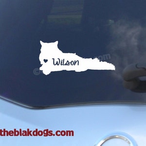 Long haired Cat Silhouette Vinyl Sticker Car Decal Personalized