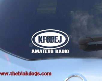 Ham Radio Call Sign Vinyl Sticker - personalized Car Decal