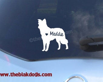 Border Collie silueta vinilo adhesivo - personalizado etiqueta del coche