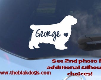 Clumber Spaniel Silhouette Vinyl Sticker - personalized Car Decal