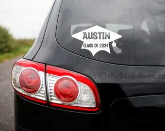 Graduation Cap Vinyl Sticker for your car window | Show your school pride and senior grad | Customized decal with your grads name or school