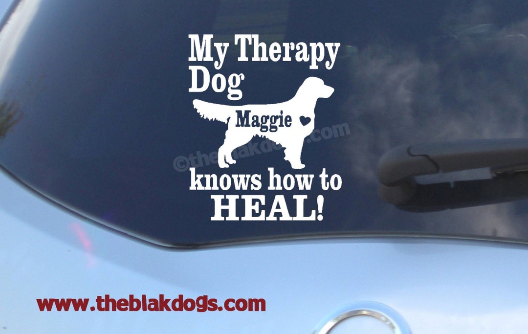 Meine Therapie-Hund weiß wie man Heilung Auto-Aufkleber, Hunde Aufkleber,  Vinyl Aufkleber, Vinyl Aufkleber, golden Retriever, Labrador Retriever,  Cavalier, Pudel - .de