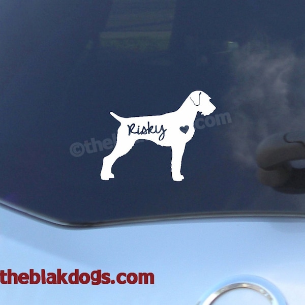 German Wirehaired Pointer Silhouette Vinyl Sticker - personalized Car Decal