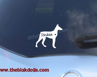 Doberman Pinscher Silhouette Vinyl Sticker - personalized Car Decal