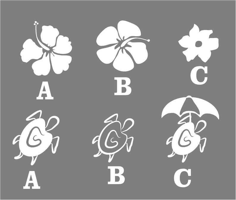 May include: A visual quiz with three options, labeled A, B, and C. The top row shows three different flower designs. The bottom row shows three different turtle designs, one of which has an umbrella over it.