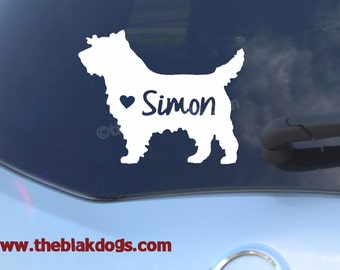 Cairn Terrier Silhouette Vinyl Sticker - personalized Car Decal