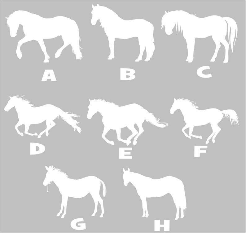 Adhesivo de vinilo con silueta de caballo: calcomanía personalizada para automóvil imagen 2