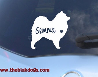 Samoyed Silhouette Vinyl Sticker Car Decal Personalized
