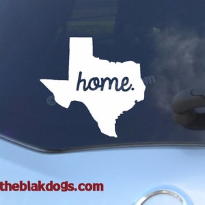 Texas State Silhouette with home text - vinyl sticker, car decal, state silhouette
