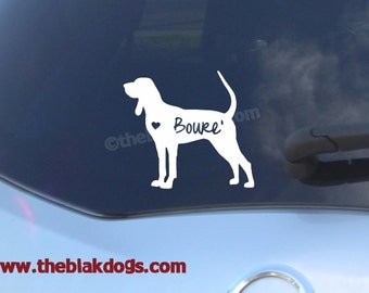 Coonhound Dog Silhouette Vinyl Sticker Car Decal Personalized