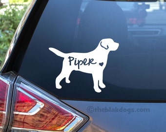 Labrador Retriever Silhouette Sticker with Custom Name - Cute Vinyl Decal for Car Window - Perfect Gift for Pet Lovers!