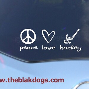 Peace Love Hockey Vinyl Sticker Car Decal