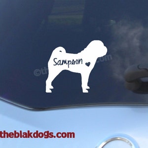 Chinese Shar Pei Silhouette Vinyl Sticker - personalized Car Decal