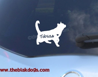 Short haired Cat Silhouette Vinyl Sticker Car Decal Personalized