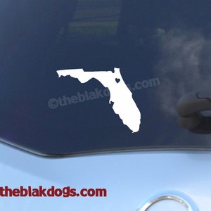 Florida State Silhouette with heart - vinyl sticker, car decal, state silhouette