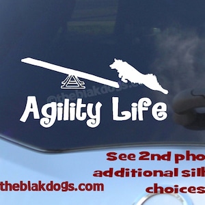 Australian Shepherd Agility Life - teeter seesaw - Vinyl Sticker Car Decal - dog breed sticker, dog vinyl sticker, dog agility