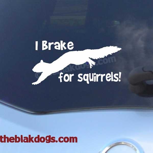 Calcomanía de vinilo personalizada para coche con silueta de I Brake for Squirrels