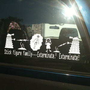 Exterminate your stick figure family - Robot attack - Vinyl Sticker, Car Decal, stick figure families