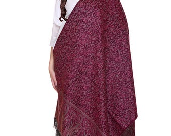 Reversible Yak Wool Warm thic fashion  Shawl: Himalayan Paisley Floral Scarf