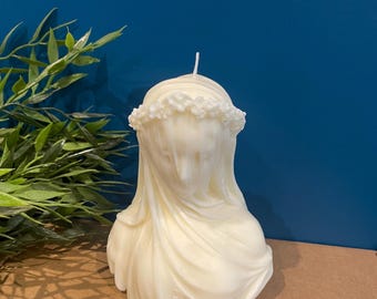 Veiled lady large 13cm gothic mythology roman greek bust woman candle fragranced