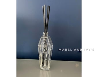 Gothic Skeleton Coffin Reed Diffuser: Refillable Home Fragrance Gift Set