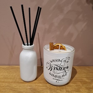 Handgemaakte Winter Wonderland kerstkaars en diffuserset