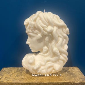 Große 17 cm Medusa Schlangenkönigin Büste - Duftende Sojawachs Skulptur-Kerze