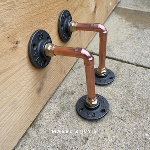 Handmade Copper Pipe brackets bracket set industrial loft scaffold 22mm 15mm thick various sizes & bespoke