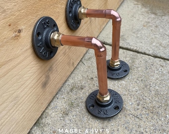 Handgefertigte Kupfer Regal Regal Halterungen, Industrie Steampunk Dekor