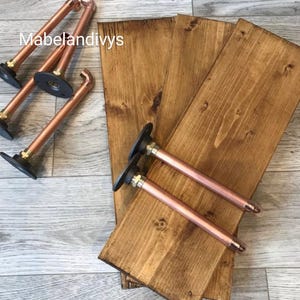 Handmade Copper Pipe brackets straight arm bracket set industrial loft scaffold 22mm 15mm thick various sizes & bespoke