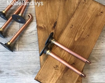Soportes de estante de tubo de cobre hechos a mano, decoración industrial steampunk (juego de 2)
