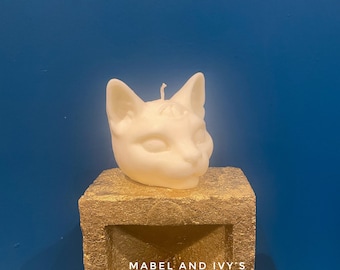 Handmade Cat Head Candle: Gothic Home Decor, Cat Lover Gift