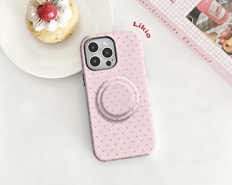 Pink polka dot phone case, Y2K style, autumn aesthetic compatible with iPhone 17/16/15/14/13/12/11 Pro Max,  Samsung S25/S24/S23/S22 Ultra.