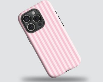 Pink Retro Striped Aesthetic iPhone Case Preppy Cover for iPhone 17 16 15 14 13 12 11 Pro Max, Samsung Galaxy S24 S23 S22 Note 20  A55 A56