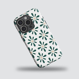 Funda con estampado floral abstracto retro para iPhone 16, 15, 14, 13, 12 y 11 Pro Max, Samsung Galaxy S24, S23, S22, Note 20, A55 y A56