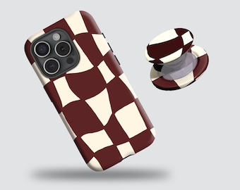 Burgundy Striped Phone Case – Glossy Minimal Preppy with iPhone 17/16/15/14/13/12 Plus/Pro Max, Samsung S25/S24/S23/S22 Plus/Ultra.