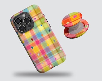 Retro rainbow striped phone case, colorful cover, with iPhone 17/16/15/14/13/12 Plus/Pro Max, Samsung S25/S24/S23/S22 Plus/Ultra.