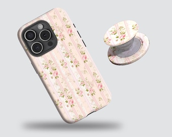 LoveShackFancy Peony Phone Case Compatible with iPhone 17/16/15/14/13/12 Plus/Pro Max, Samsung S25/S24/S23/S22 Plus/Ultra.