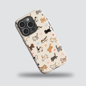 Kitten Cat Case Funny Kawaii Cover, Cute Art Case for iPhone17 16 15 14 13 12 11 Pro Max;Samsung Galaxy S24 S23 S22, Note 20, A55, A56