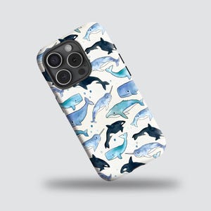 Blue Watercolor Shark Case Ocean Animals Whale Shark Protective Cover for iPhone 17 16 15 14 13 12 11 Pro Max, Samsung Galaxy S24 S23 S22