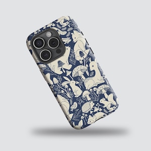 Nature Forest Phone Case with Woodland Animals Pattern, for iPhone 16 15 14 13 12 11 Pro Max; Samsung Galaxy S24 S23 S22, Note 20, A55, A56