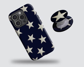 Navy Blue Phone Case Pretty Star Girl Cover Compatible with iPhone 17/16/15/14/13/12 Plus/Pro Max, Samsung S25/S24/S23/S22 Plus/Ultra.