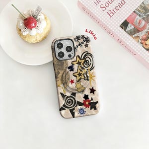 Retro Stars Y2k Collage Phone Case,Funky Twinkle Night Whimsy Artistic Cover For iPhone 17 16 15 14 13 12 11 ProMax,Samsung S25 S24 S23 S22 image 2