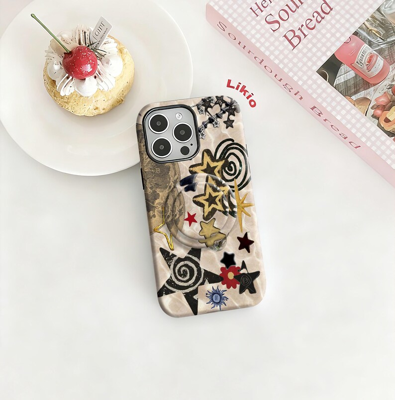 Retro Stars Y2k Collage Phone Case,Funky Twinkle Night Whimsy Artistic Cover For iPhone 17 16 15 14 13 12 11 ProMax,Samsung S25 S24 S23 S22 image 2