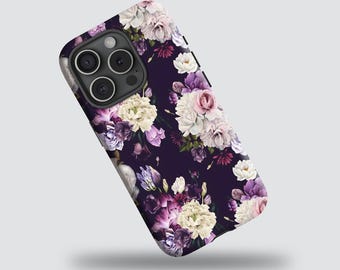 Spring purple flowers, cute floral art, compatible with iPhone 17 16 15 14 13 12 11 Pro Max, Samsung Galaxy S24 S23 S22 Note 20 A55 A56