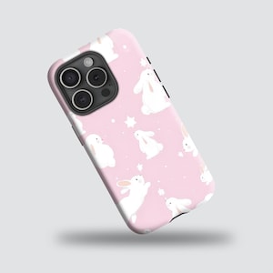 Kawaii Bunny Phone Case – Cute Rabbit Animal Cover for Phone Lovers for iPhone 16 15 14 13 12 11 Pro Max, Samsung S24 S23 S22