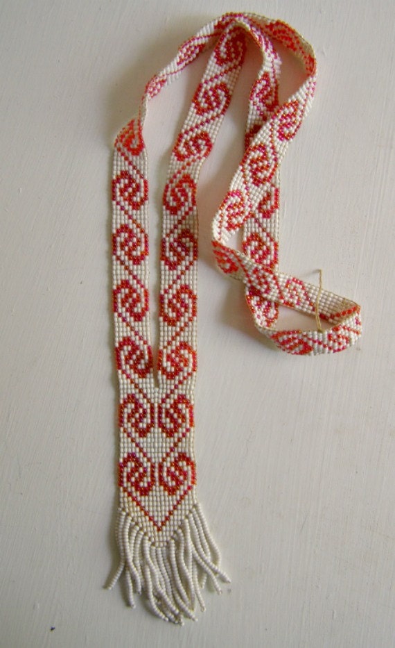 Items similar to Awesome Loom Beaded Tassel NecklaceArt Deco Design on