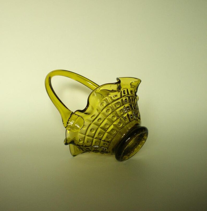 Cute Vintage Pressed Glass Basket with Hand Blown Handle Etsy