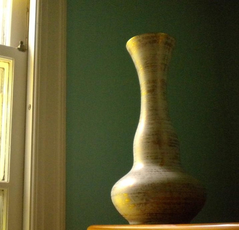 SALE Large Royal Haeger White and Gold Pottery Vase Etsy